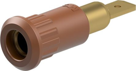 Staubli Brown Socket Test Socket, Tab Termination, 25A, 30V ac, Gold Plating [64.3010-27]; 261-3824
