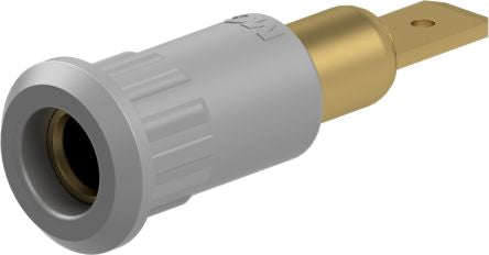 Staubli Grey Socket Test Socket, Tab Termination, 25A, 30V ac, Gold Plating [64.3010-28]; 261-3825