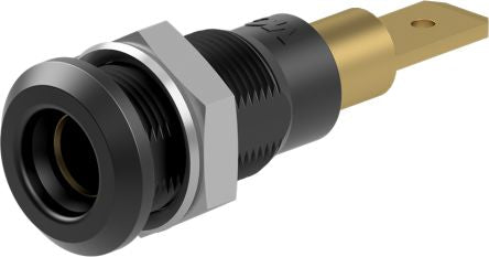 Staubli Black Socket Test Socket, Tab Termination, 25A, 30V ac, Gold Plating [64.3040-21]; 261-3832
