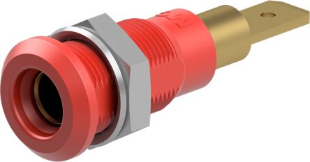 Staubli Red Socket Test Socket, Tab Termination, 25A, 30V ac, Gold Plating [64.3040-22]; 261-3833