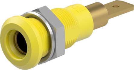 Staubli Yellow Socket Test Socket, Tab Termination, 25A, 30V ac, Gold Plating [64.3040-24]; 261-3835