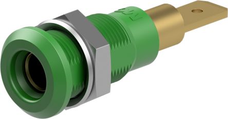 Staubli Green Socket Test Socket, Tab Termination, 25A, 30V ac, Gold Plating [64.3040-25]; 261-3836