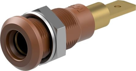 Staubli Brown Socket Test Socket, Tab Termination, 25A, 30V ac, Gold Plating [64.3040-27]; 261-3837
