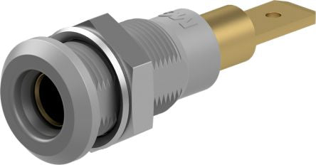 Staubli Grey Socket Test Socket, Tab Termination, 25A, 30V ac, Gold Plating [64.3040-28]; 261-3839