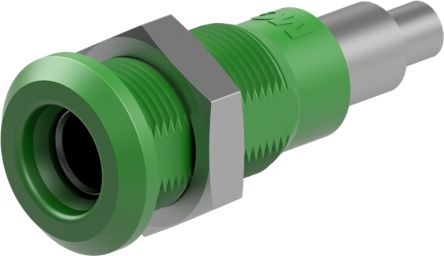 Staubli Green Socket Test Socket, Solder Termination, 25A, 30V ac, Nickel Plating [64.3042-25]; 261-3844