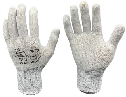 EUROSTAT Grey Polyester General Purpose Anti-Static Gloves, Size 7 [51-680-0400B]; 261-4554