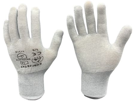 EUROSTAT Grey Polyester General Purpose Anti-Static Gloves, Size 6 [51-680-0401B]; 261-4555