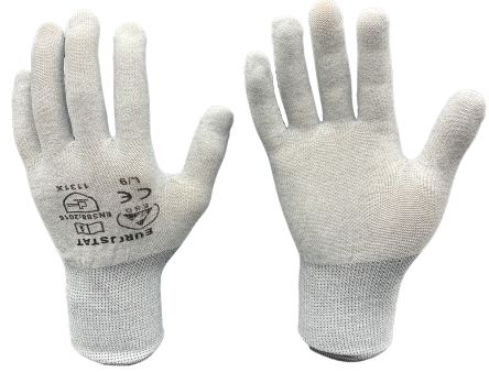 EUROSTAT Grey Polyester General Purpose Anti-Static Gloves, Size 9 [51-680-0410B]; 261-4558