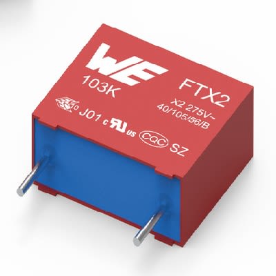 Wurth Elektronik WCAP-FTX2 Film Capacitor, 275V ac, ±10%, 330nF, Through Hole [890324026007CS]; 262-0900
