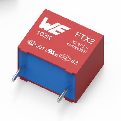 Wurth Elektronik WCAP-FTX2 Film Capacitor, 275V ac, ±10%, 4.7μF, Through Hole [890324027030CS]; 262-0902