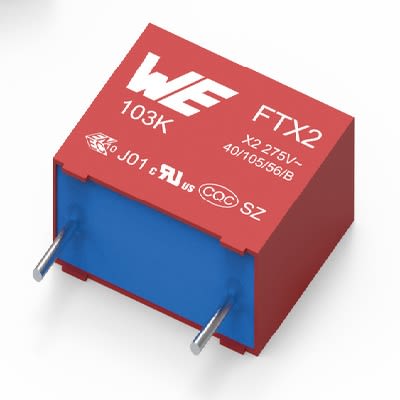 Wurth Elektronik WCAP-FTXX Film Capacitor, 310V ac, ±10%, 330nF, Through Hole [890334026007]; 262-0906