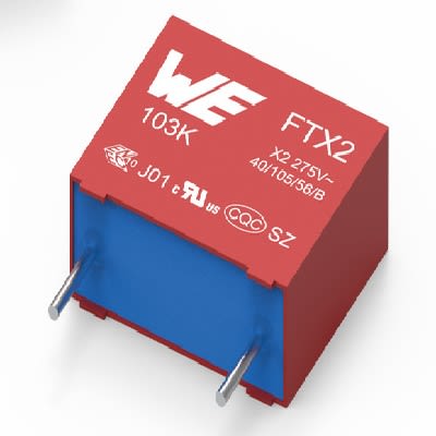 Wurth Elektronik WCAP-FTXX Film Capacitor, 310V ac, ±10%, 1μF, Through Hole [890334027009CS]; 262-0918
