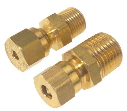 RS PRO 1/4 BSPT Compression Fitting for Use with Thermocouple or PRT Probe, 3mm Probe [0]; 262-3258