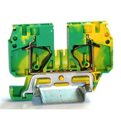 RS PRO 1-Way DIN Rail Earth Terminal Block, 10mm², 22 → 8 AWG Wire, Spring, PA 66 Housing [0]; 262-4166