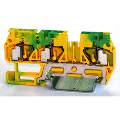 RS PRO 1-Way DIN Rail Earth Terminal Block, 4mm², 24 → 12 AWG Wire, Spring, PA 66 Housing [0]; 262-4167