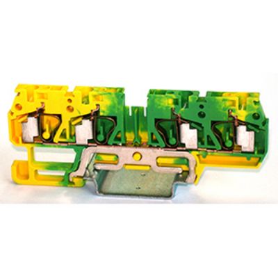 RS PRO 1-Way DIN Rail Earth Terminal Block, 4mm², 24 → 12 AWG Wire, Spring, PA 66 Housing [0]; 262-4168