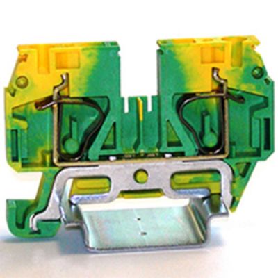 RS PRO 1-Way DIN Rail Earth Terminal Block, 6mm², 24 → 10 AWG Wire, Spring, PA 66 Housing [0]; 262-4170