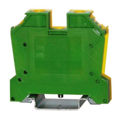 RS PRO 1-Way DIN Rail Earth Terminal Block, 25mm², 14 → 4 AWG Wire, Spring, PA 66 Housing [0]; 262-4215