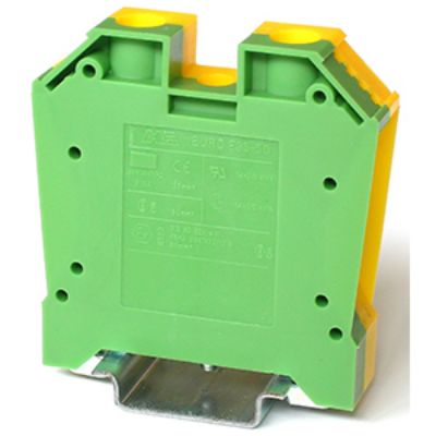 RS PRO 1-Way DIN Rail Earth Terminal Block, 50mm², 10 → 1/0 AWG Wire, Cage Clamp, PA 66 Housing [0]; 262-4216