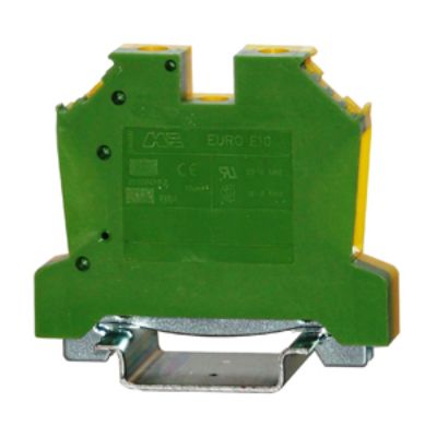 RS PRO 1-Way DIN Rail Earth Terminal Block, 10mm², 20 → 6 AWG Wire, Cage Clamp, PA 66 Housing [0]; 262-4217