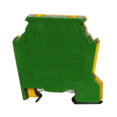RS PRO 1-Way DIN Rail Earth Terminal Block, 6mm², 18 → 10 AWG Wire, Cage Clamp, PA 66 Housing [0]; 262-4218