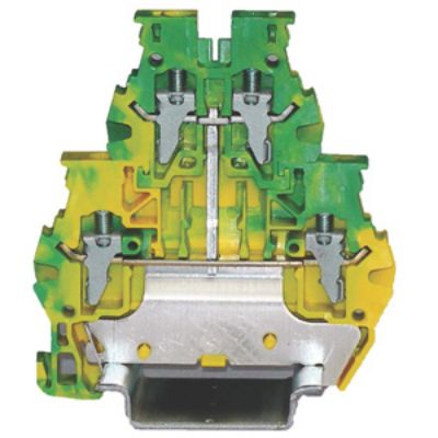 RS PRO 1-Way DIN Rail Earth Terminal Block, 4mm², 24 → 10 AWG Wire, Clamp, PA 66 Housing [0]; 262-4384