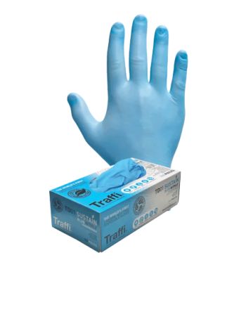 Traffi Blue Nitrile Disposable Gloves, Size L, 100 per Pack [TD01-L]; 262-6602