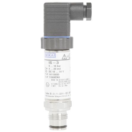 WIKA IS-3 Series Pressure Sensor, 0bar Min, 0.25bar Max, Absolute, Gauge, Vacuum Reading [48779763]; 262-7807