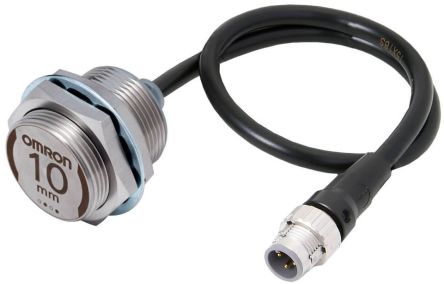Omron Inductive Threaded Barrel Proximity Sensor, M30, 10 mm Detection, PNP NO, 10 → 30 V dc [E2EW-X10B130-M1TJ 0.3M]; 262-8722