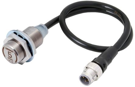 Omron Inductive Threaded Barrel Proximity Sensor, M18, 5 mm Detection, PNP NO, 10 → 30 V dc [E2EW-X5B118-M1TJ 0.3M]; 262-8724