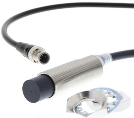 Omron Inductive Threaded Barrel Proximity Sensor, M18, 20 mm Detection, 2-Wire NO, 10 → 30 V dc [E2E-X20MD1L18-M1TGJ-T 0.3M]; 262-8740
