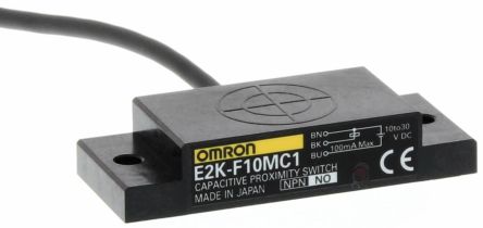 Omron Capacitive Flat Proximity Sensor, 10 mm Detection, NPN NO, 12 → 24 V dc [E2K-F10MC1 2M]; 262-8769