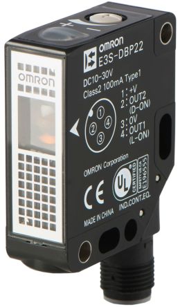 Omron Retroreflective Photoelectric Sensor, Rectangular Sensor, 4500 mm Detection Range [E3S-DBP21T]; 262-8844