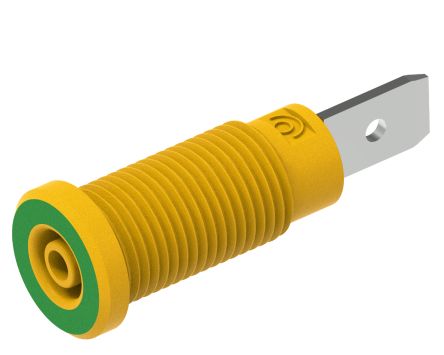 Electro PJP Green/Yellow Female Banana Socket, Plug In Termination, 10A, 600V [228-2-I-Jv]; 263-9095