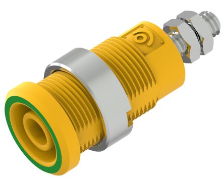 Electro PJP Green/Yellow Female Banana Socket, Plug In Termination, 25A, 600 → 1000V [3265-I-Jv]; 263-9137