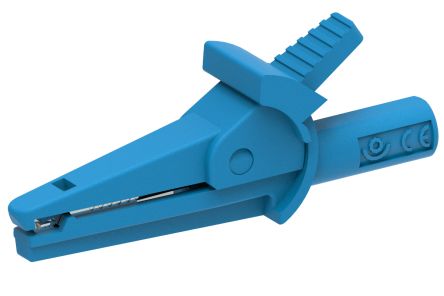 Electro PJP Alligator Clip, Nickel Plated Brass Contact, 10A, Blue [5002-IEC-d4-Bl]; 263-9178