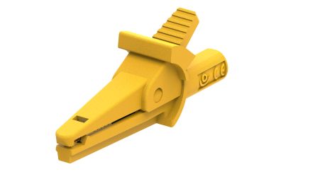 Electro PJP Alligator Clip, Nickel Plated Brass Contact, 10A, Yellow [5002-IEC-d4-J]; 263-9179