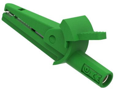 Electro PJP Alligator Clip, Nickel Plated Brass Contact, 10A, Green [5002-IEC-d4-V]; 263-9182