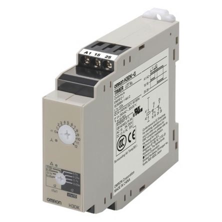 Omron DIN Rail Mount Timer Relay, 24-240V ac/dc, 2-Contact, 1 → 120s, 1-Function, DPDT [H3DK-G 24-240VAC/DC]; 264-1635