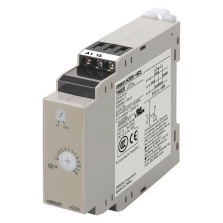 Omron DIN Rail Mount Timer Relay, 24-48V ac/dc, 2-Contact, 0.1-12s, 1-Function, SPDT [H3DK-HBS 24-48VAC/DC]; 264-1638