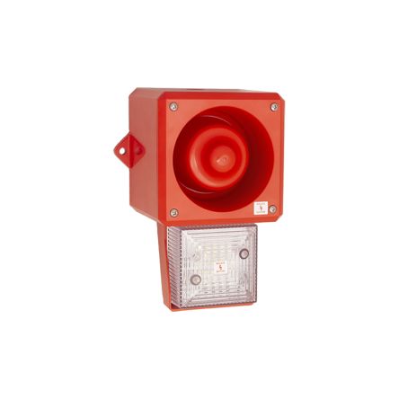Clifford & Snell YL50 Hi Vis Series Clear Sounder Beacon, 115 V ac, IP66, Wall or Bulkhead, 112dB at 1 Metre [245301]; 264-6095