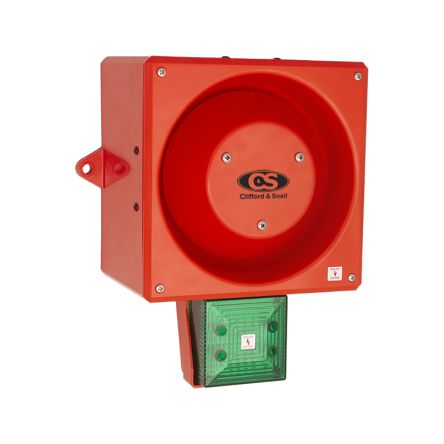 Clifford & Snell YL80 Hi Vis Series Green Sounder Beacon, 48 V dc, IP66, Wall or Bulkhead, 116dB at 1 Metre [245340]; 264-6116