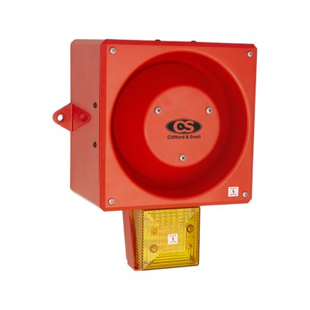 Clifford & Snell YL80 Hi Vis Series Yellow Sounder Beacon, 230 V ac, IP66, Wall or Bulkhead, 116dB at 1 Metre [245360]; 264-6135