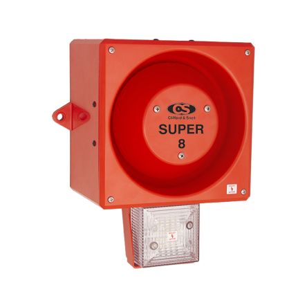 Clifford & Snell YL80 Hi Vis Series Clear Sounder Beacon, 115 V ac, IP66, Wall or Bulkhead, 120dB at 1 Metre [245391]; 264-6151