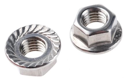 RS PRO Stainless Steel Flanged Hex Nut, DIN 6923, M10 [0]; 264-6434