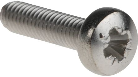 RS PRO Pozi M3 Pan A4 316 Stainless Steel Machine Screw DIN 7985 x 12.0mm [0]; 264-6457