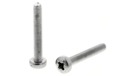 RS PRO Pozi M3 Pan A4 316 Stainless Steel Machine Screw DIN 7985 x 20.0mm [0]; 264-6458
