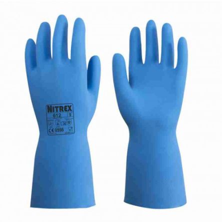 Unigloves 612 Blue Nitrile Abrasion Resistant, Chemical Resistant Work Gloves, Size 8 [612-08]; 264-6855