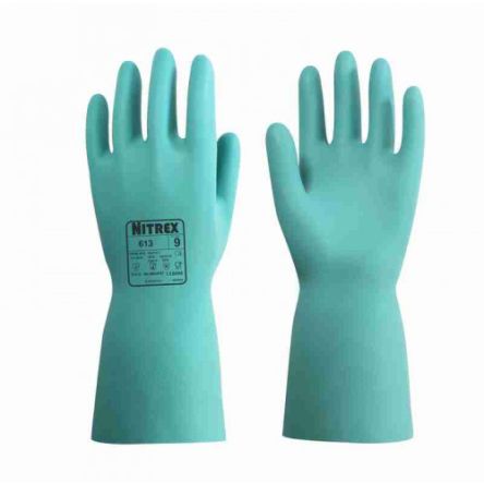 Unigloves 613 Green Nitrile Abrasion Resistant, Chemical Resistant, Extra Grip Work Gloves, Size 8 [613-08]; 264-6861