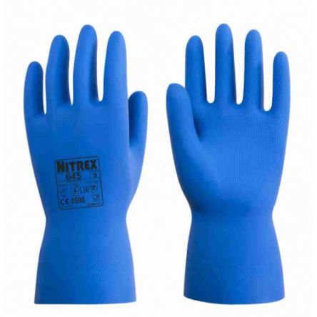Unigloves 645 Blue Latex Chemical Resistant Work Gloves, Size 8 [645-08]; 264-6867